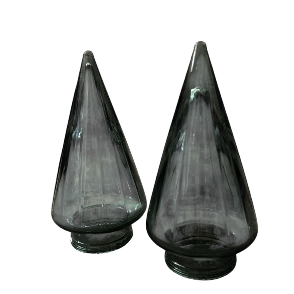 Target Bullseye 6” green glass hollow Christmas Tree set of 2 holiday decor